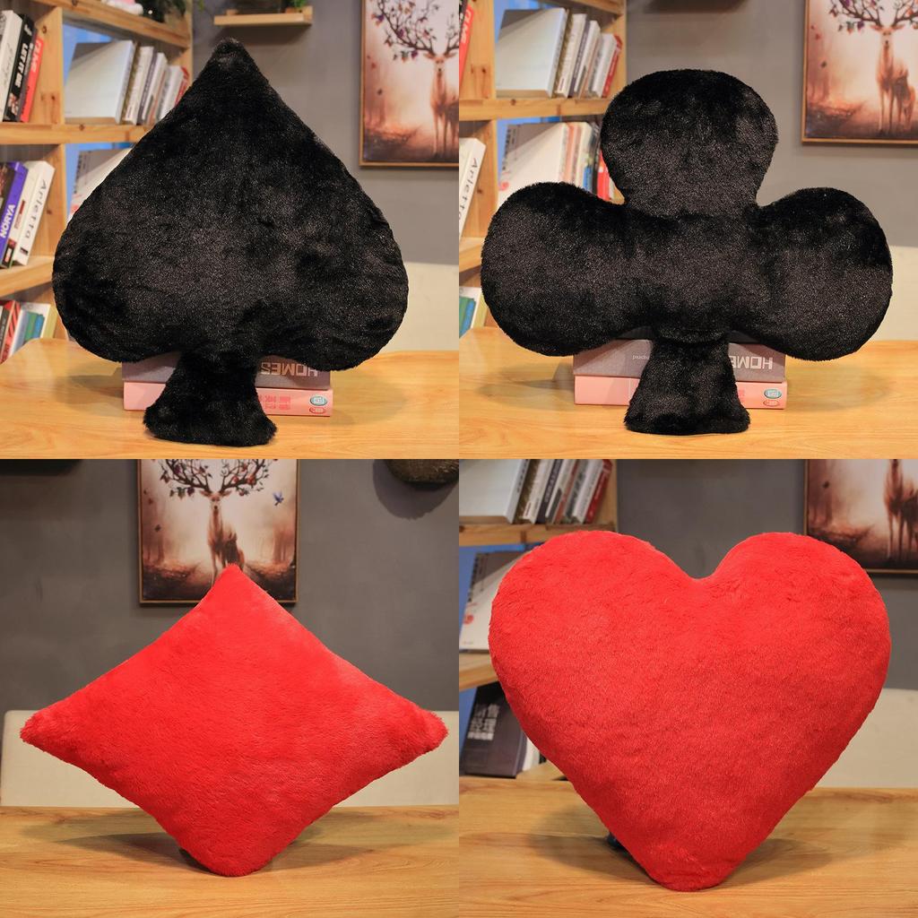 Classic Card Suit Plush Pillow With Soft Short Plush Cover For Home Decor And Lounge Comfort
