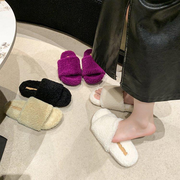 Mao Mao slippers female summer wear out the new autumn and winter Internet celebrity super fire fairy thick bottom niche cotton slippers