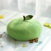 Womens Wool Blend Beret Hat With Fruit Cartoon Print - Soft Pastel Farmhouse Style Foldable Adjustable