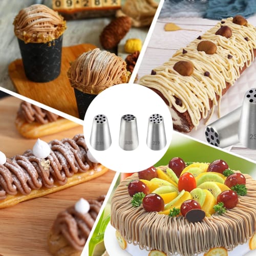 Kumomi Piping Tips, Set of 6, Mont Blanc Piping Tips, Set of 3, Cream Puff Tips, Stainless Steel Pastry Bags, Baking Tools, Baking Tools, Cake Decorat