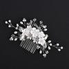 Europe and America Cross Border White Polymer Clay Flowers Metal Iron Plate Leaves Hair Comb Bridal Accessories