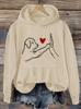 Women's autumn and winter casual loose warm personalized cat pattern printed suede long sleeved hooded sweatshirt