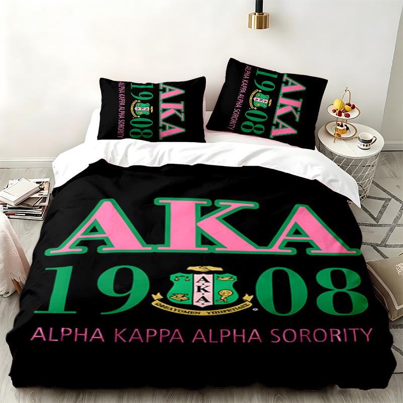Alpha Kappa Alpha Sorority 3pc Set Perfect for Bedroom Use Comfortable Bedding Set Includes a Duvet Cover and Two Pillowcases Ideal Birthday or Christ