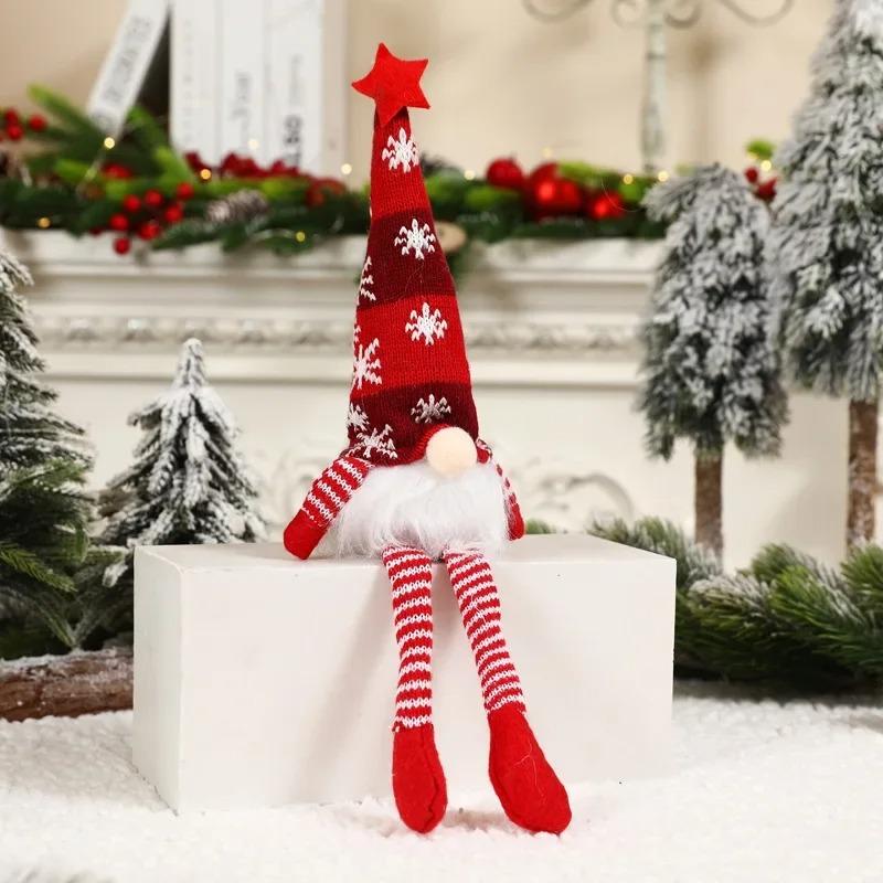 Adornos de Gnomo de Muñeco sin Rostro de Navidad Luz LED Felpa Tejido Manualidades Colgante de Árbol Decoraciones Navideñas para el Hogar Regalo para Niños