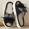 Butterfly Knot Linen Slippers for Women, Summer Home, Anti Slip, Daily Breathable, with A Sense of Stepping on Poop