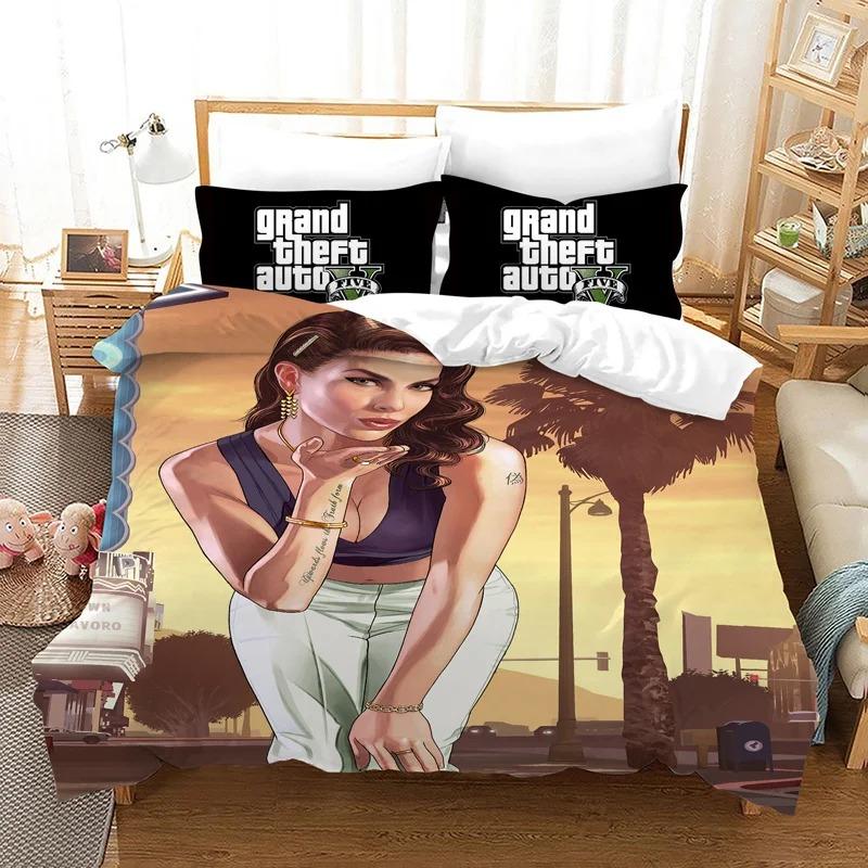 Exquisite Game GTA V printed Bedding Set Duvet Cover Set 2/3pcs For Boys girls Adult Bedroom Decoration Single Twin Full size