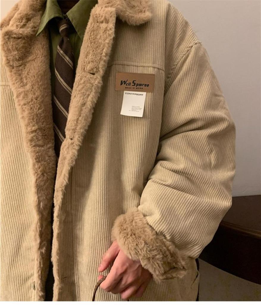 Men's Trendy Retro Winter Corduroy Cotton Jacket with Velvet Lining