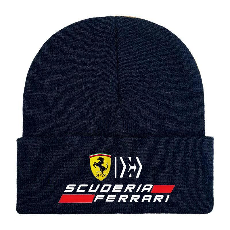 Black Red Grey Knit Hat for Women Men Autumn Winter Warm Skullies Beanie Adult Hats & Caps For Ferrari Scuoerir Ferrari SF90