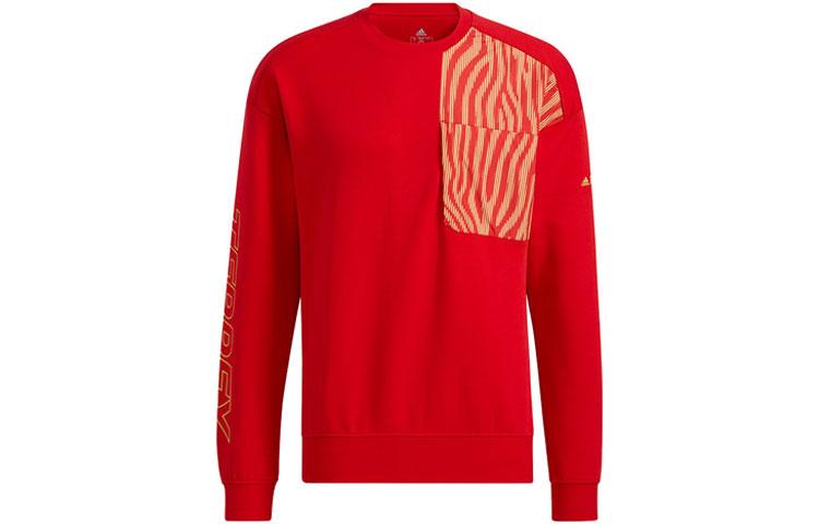 Adidas Sweatshirts Unisex Red Crew Neck Moderate Regular HE7323 L