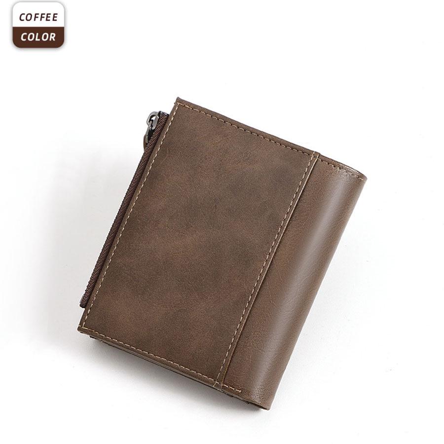 Men's RFID Anti-Theft Vintage PU Zipper Wallet & Multifuntional Card Holder