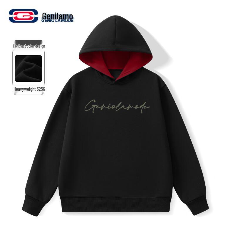 GENIOLAMODE Men's Color-Block Casual Letter Graphic Hooded Sweatshirt
