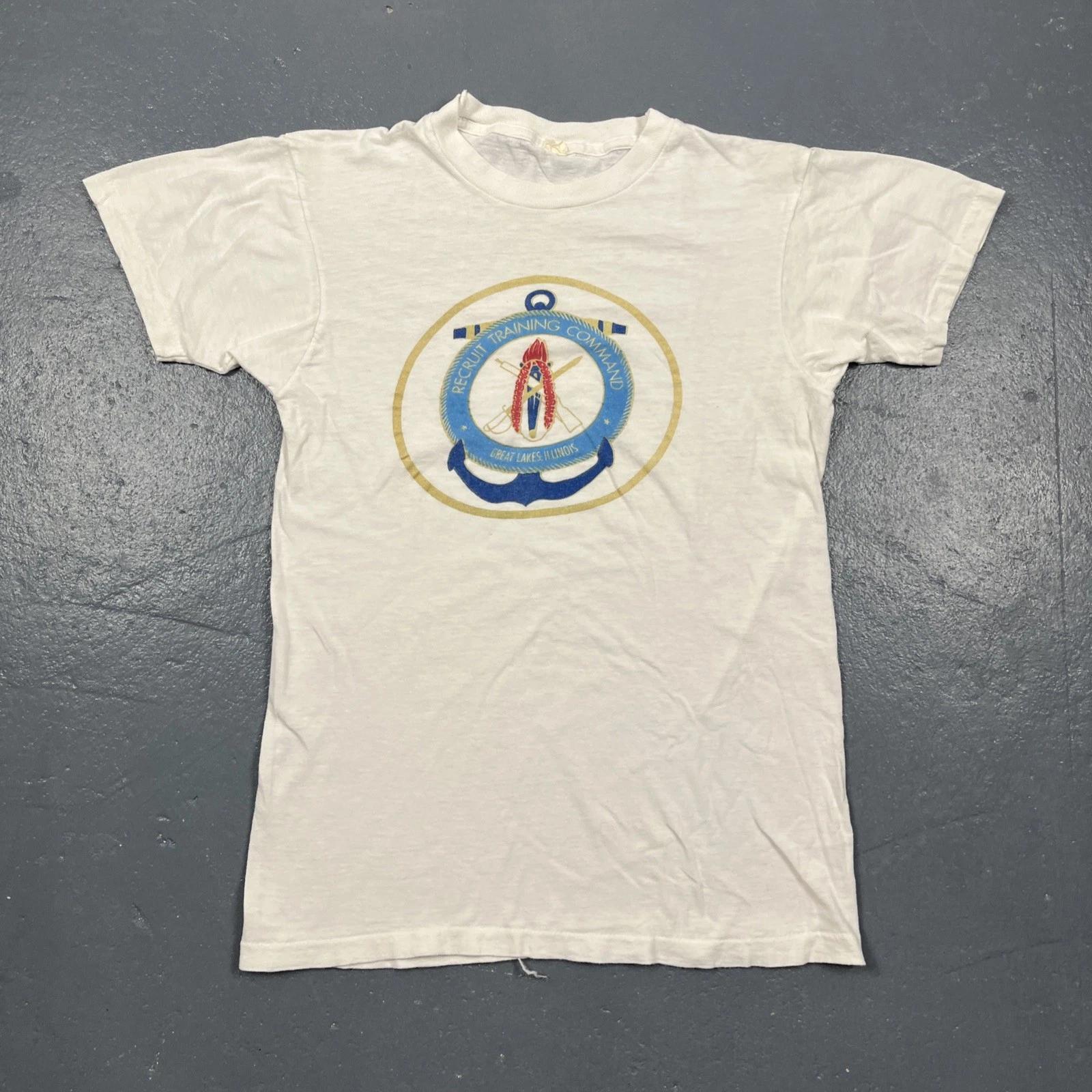 

Vintage 1980s Great Lakes Recruit Training Command Tshirt White S/XS VTG USA 4XL