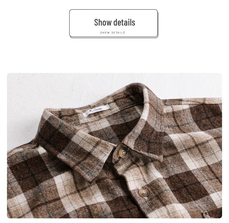 Autumn 2023 Men's Retro Plaid Long Sleeve Shirt - Loose and Comfortable