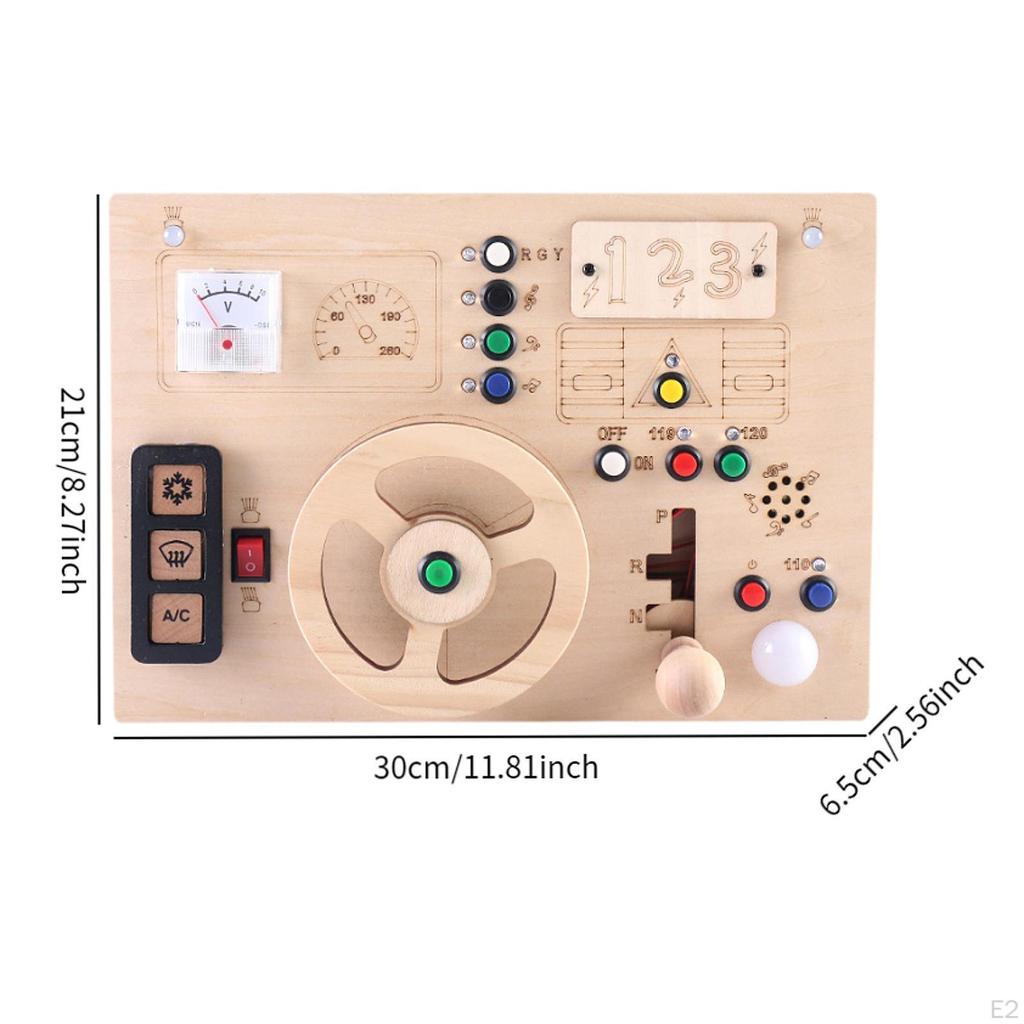 Wooden Sensory Board Button Switch LED Montessori Busy Activity Toys,