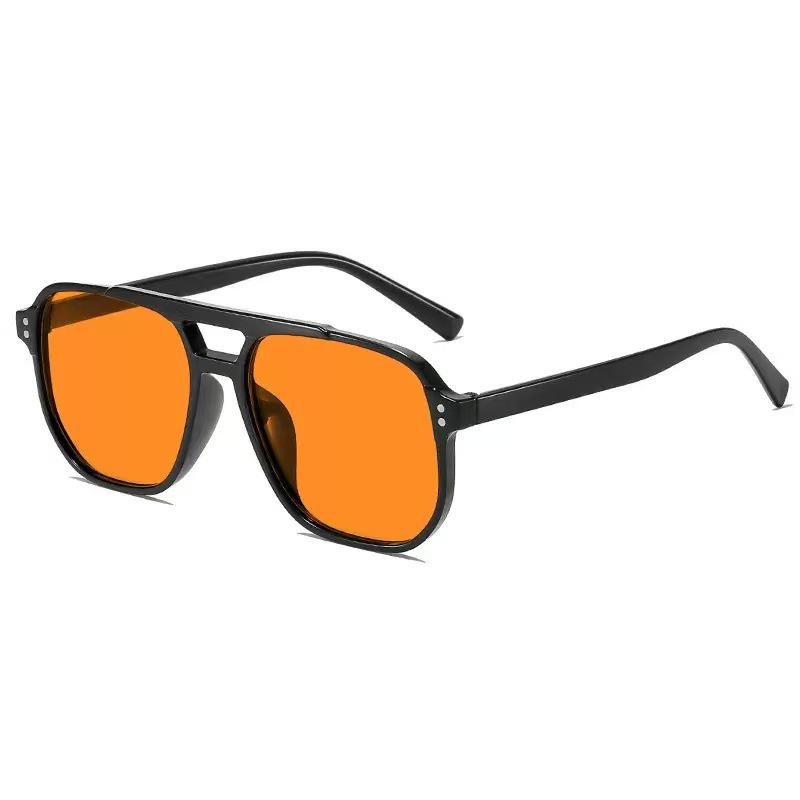 Retro Jelly Color Aviator Sunglasses with UV Protection and Double Bridge Design