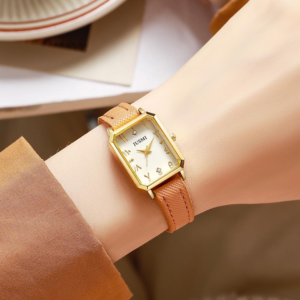 Simple Retro Fashion Rectangular Alloy Case Rhinestone Ladies Quartz Watch, Suitable for Daily Wear, Christmas Gift