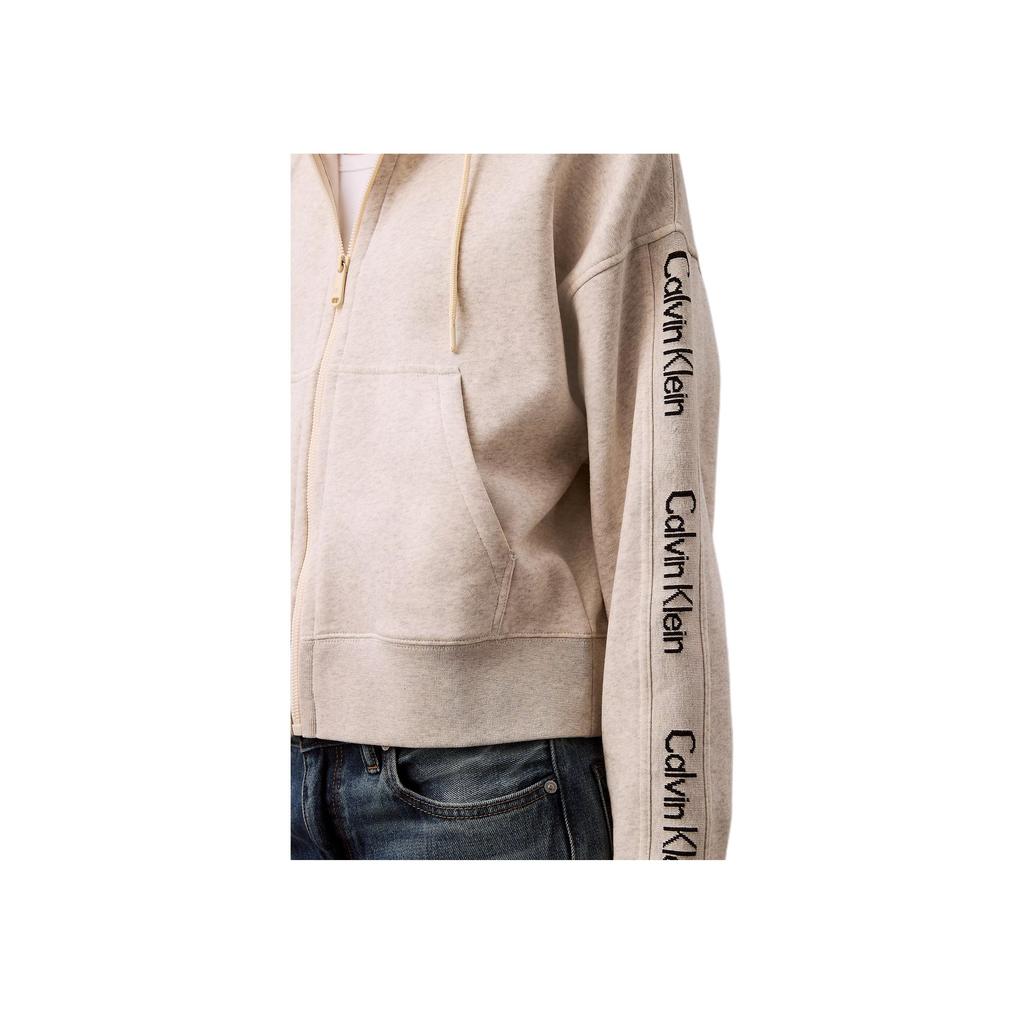 Calvin Klein Loose Zipper Hooded Soft Long Sleeve Jacket Women jackets Oatmeal 40WL288-050