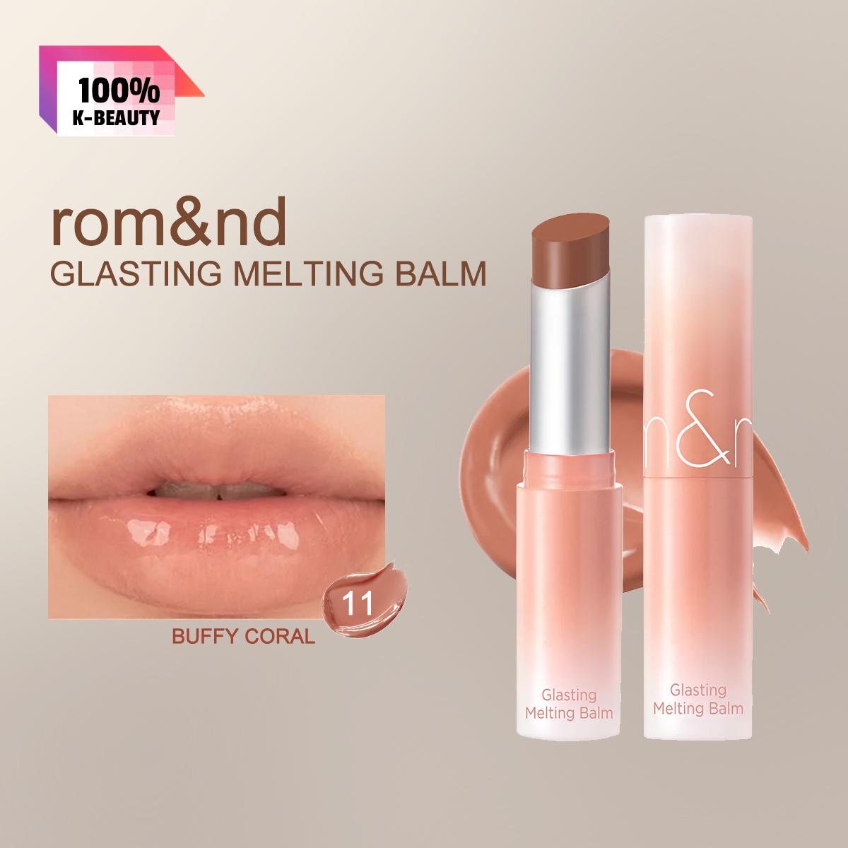 rom&nd GLASTING MELTING BALM 05-07/11-12/14-15, Glänzender Feuchtigkeits-Lippenbalsam, Geschmeidige Textur, Langanhaltende Farbe, K-Beauty, Koreanisches Make-up 11 BUFFY CORAL