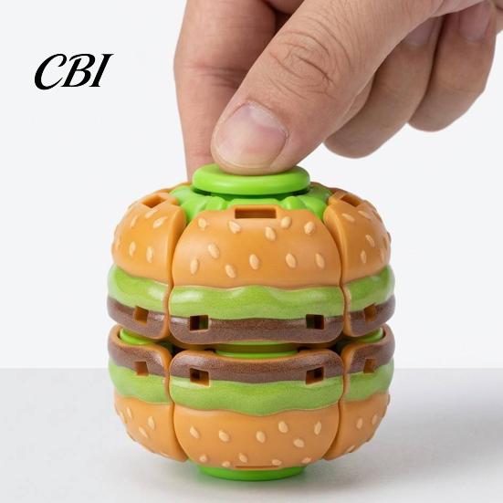 Portable Fidget Spinners Hamburger Press Spinner, Stress Relief to Spin Burger Toy, Desk Toy Decompression Spinning Ball for Office, Home, Travel