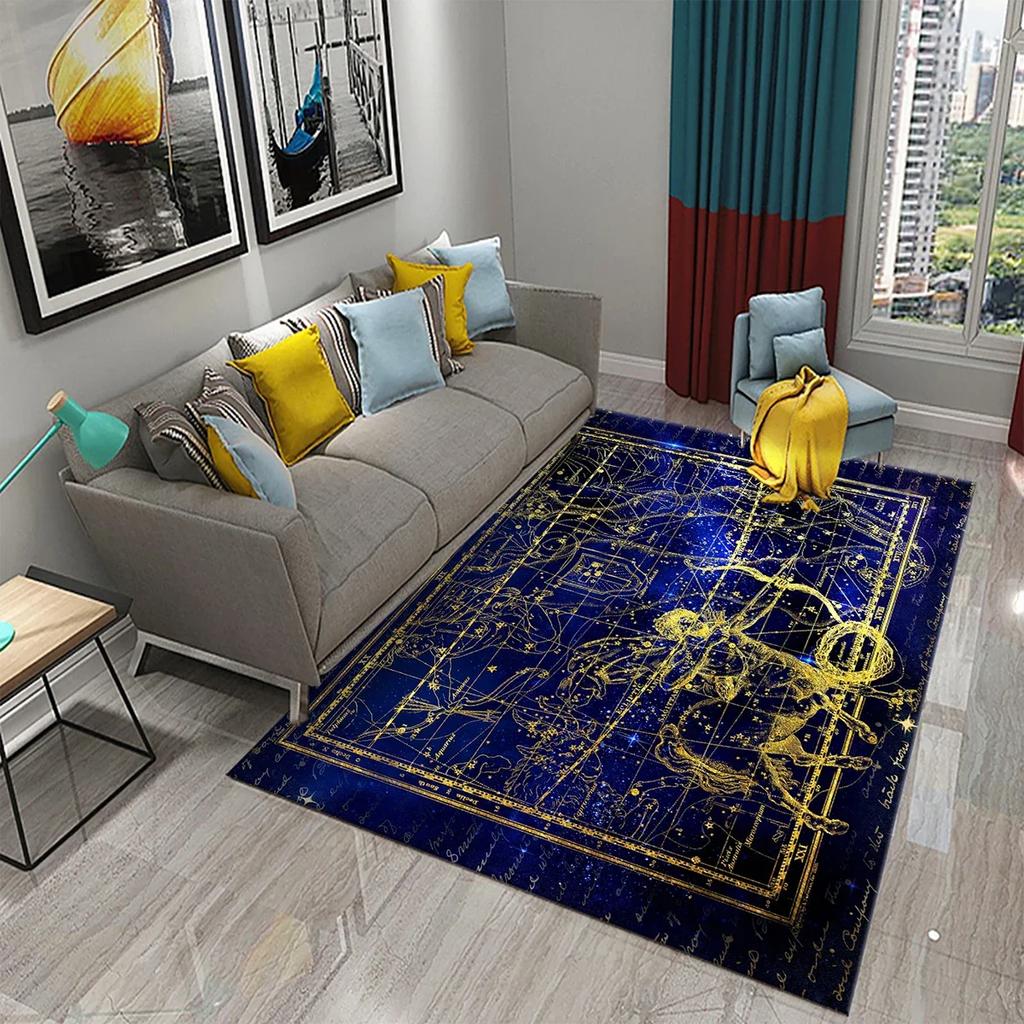 Twelve Constellations Carpet Astrology Rug Mystic Divination Rectangle Area Rugs for Adult Yoga Mats Living Room Decor Door Mat