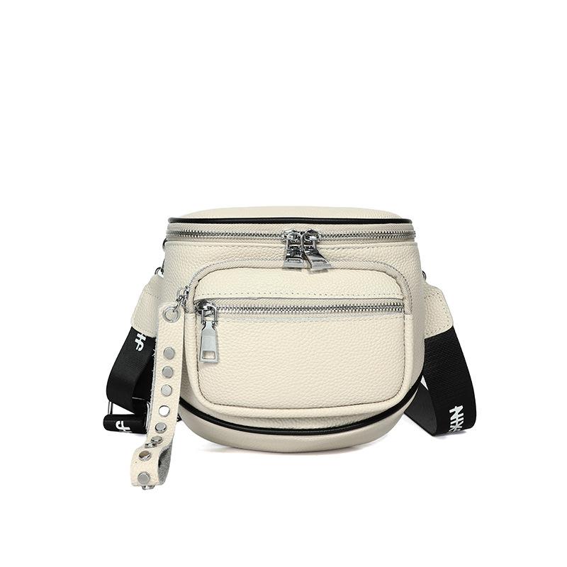 Leather Small Bag, Saddle Bag, Fashionable Black Messenger Bag, First Layer Cowhide Shoulder Bag For Women