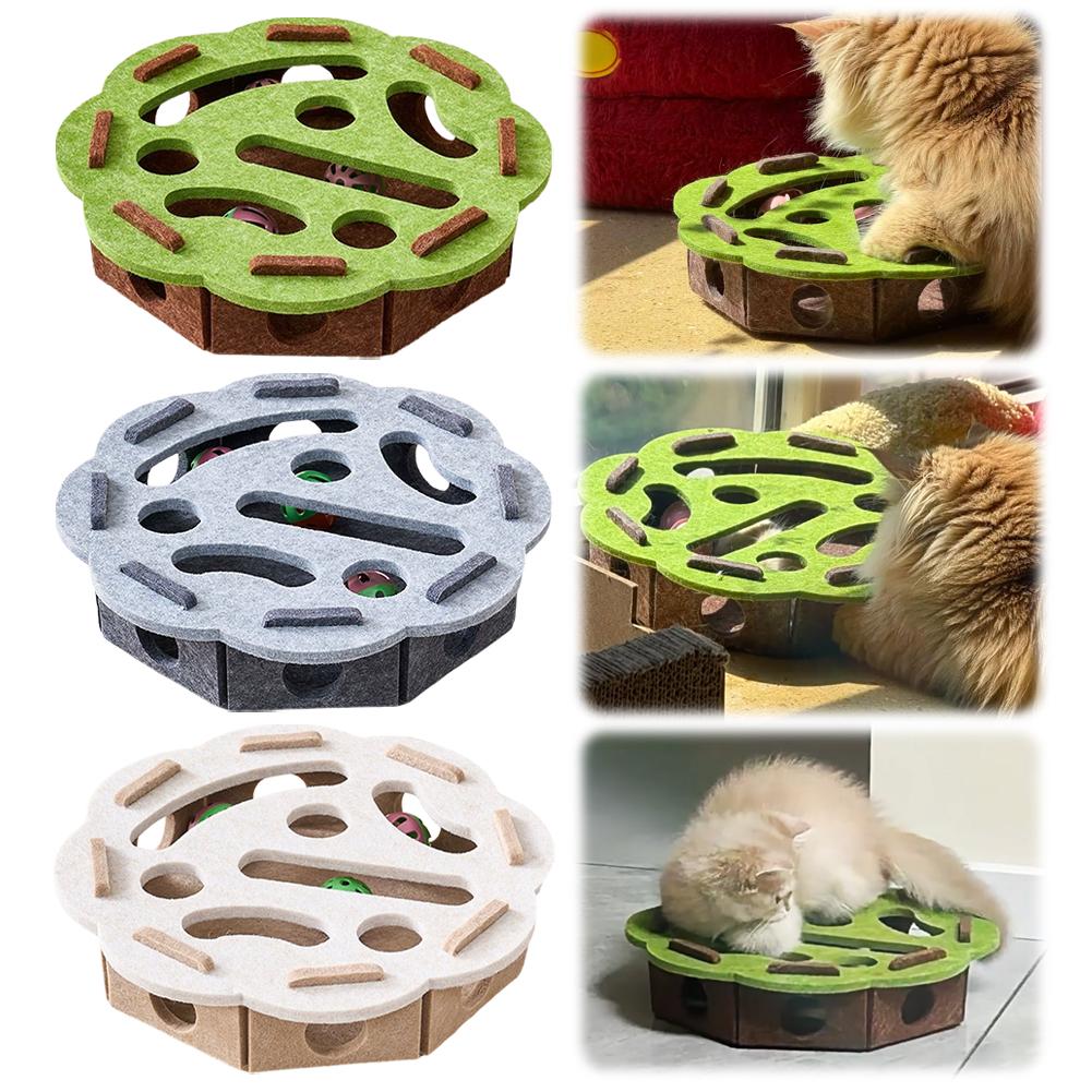 Pet Cat Puzzle Maze Holes Toys Felt Box With Bell Ball Kitten Playing Toys Interactive Funny Cat Supplies