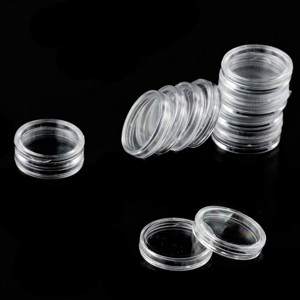 Round Coin Holders Clear Reusable Protect Display 18mm Case Transparent