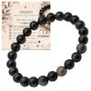 Obsidian Bracelet Silver Natural Stone Bracelet On Elastic Band 16-18