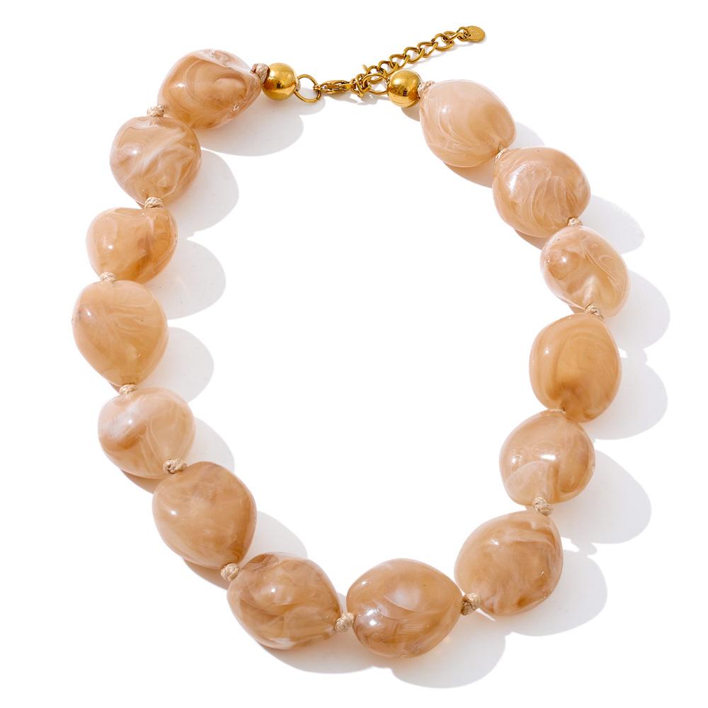 

Eetit 2025 Акриловая цепочка из бусин Ручная работа Массивное ожерелье Осень Зима Заявление из нержавеющей стали Эксклюзивный стиль Подарок золотой