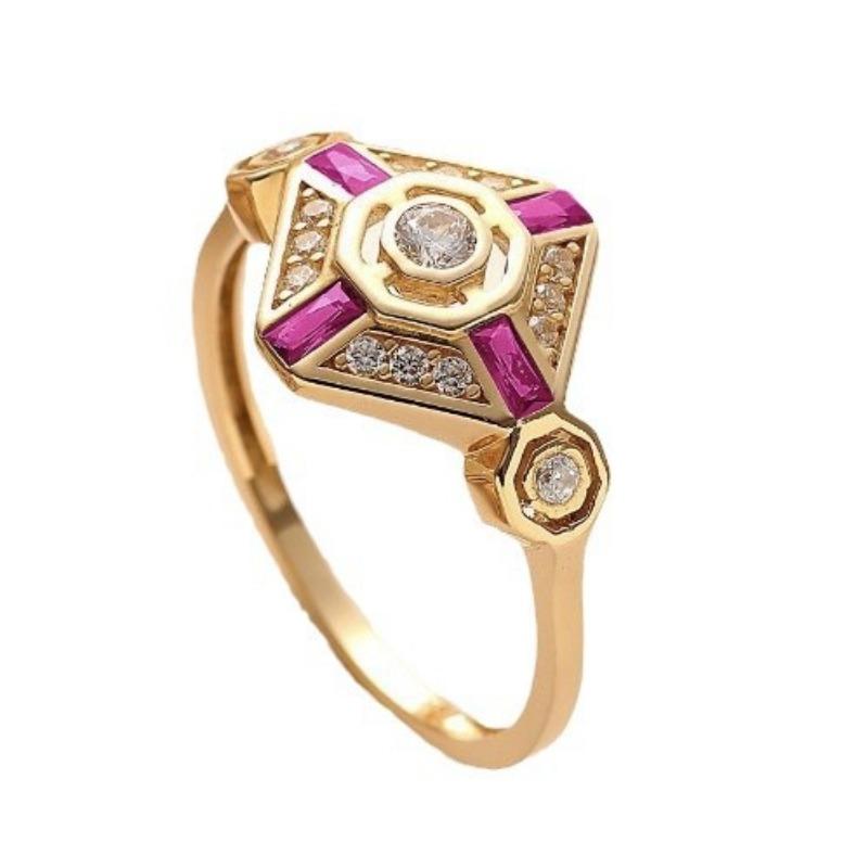 European and American Fashion Palace Style Ruby Fashion Block Creative Women's Ring