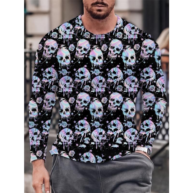 Fashion Pattern Printed T-shirt for Men and Women in Spring and Autumn Casual Outdoor Long Sleeved T-shirt Top Street Clothing