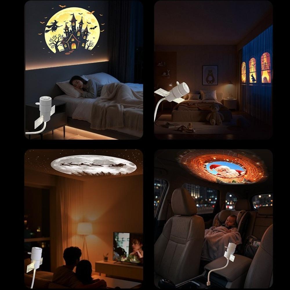 Dual Mode Starry Sky Projection Night Light USB Direct Plug Witch Projection Lamp Holiday Gift