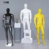 Best-Selling African European Male Mannequin with Abstract Head and Muscle Lines - Black White Display Stand