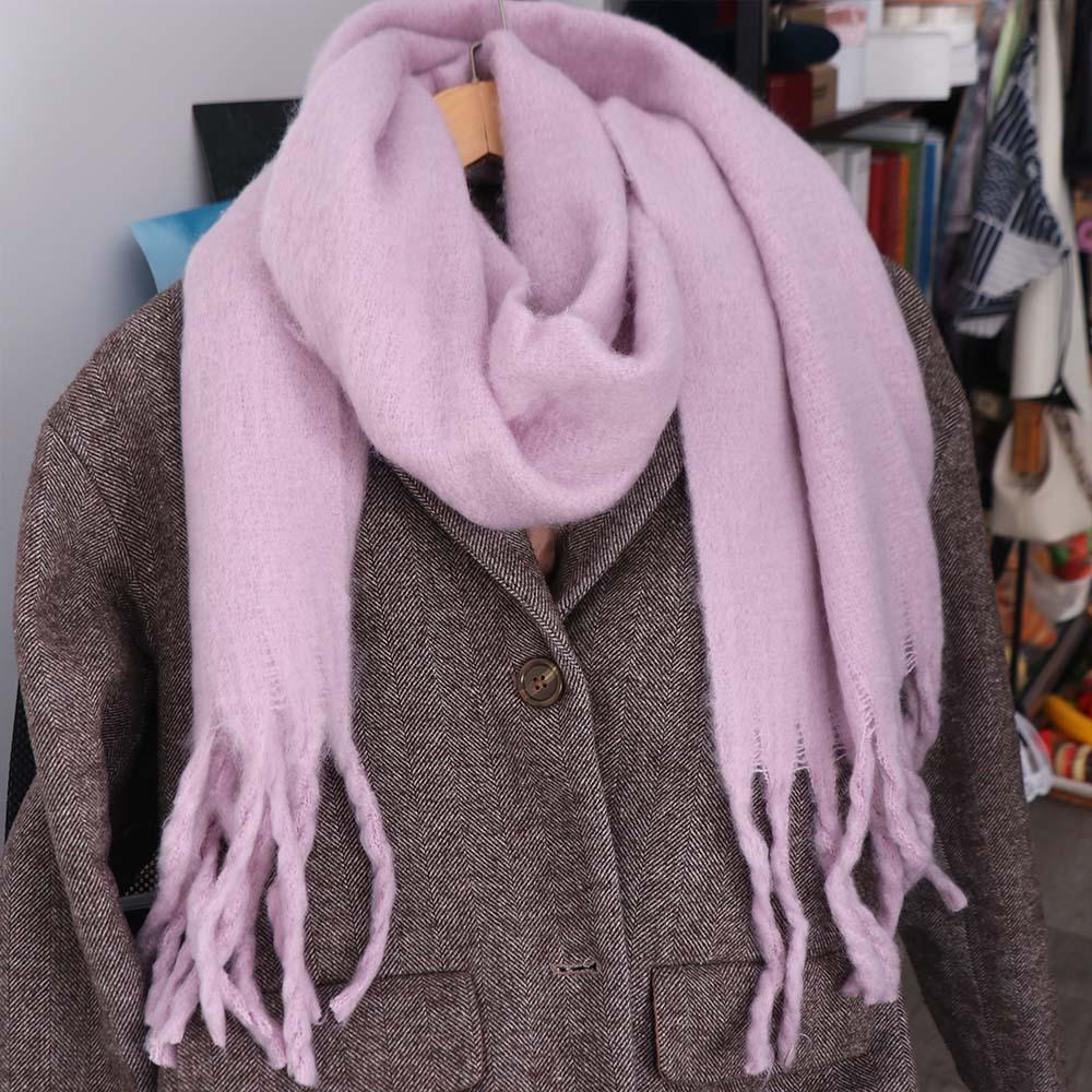 Solid Color Long Wool Tassel Scarf Windproof Cashmere Shawl Fashion Winter Cashmere Scarf  Women