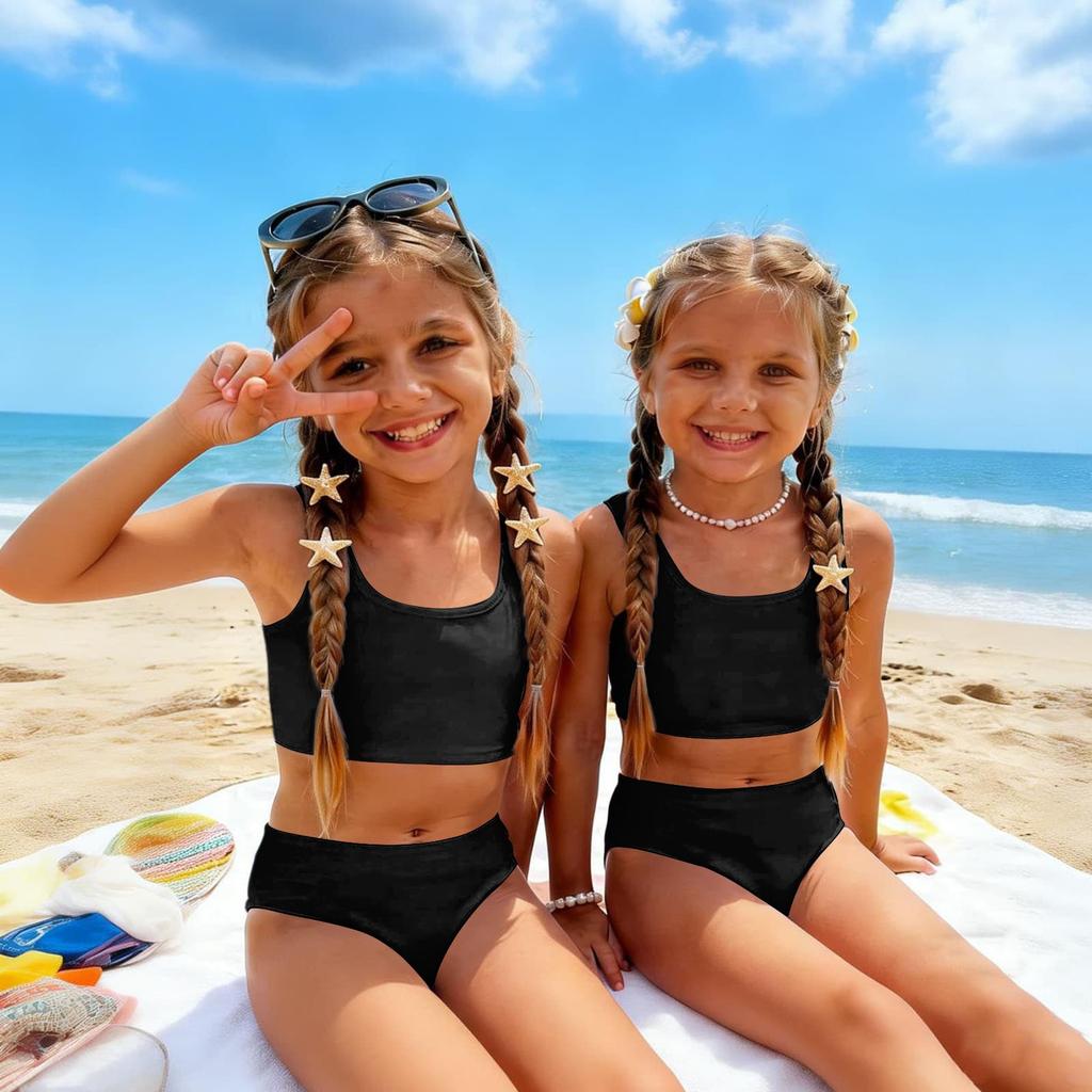 Girls Two Piece Swimsuit Tankini Set Kids Summer Swimwear Soft Fabric Comfortable Fit Durable Construction Suitable for Beach Pool Activities