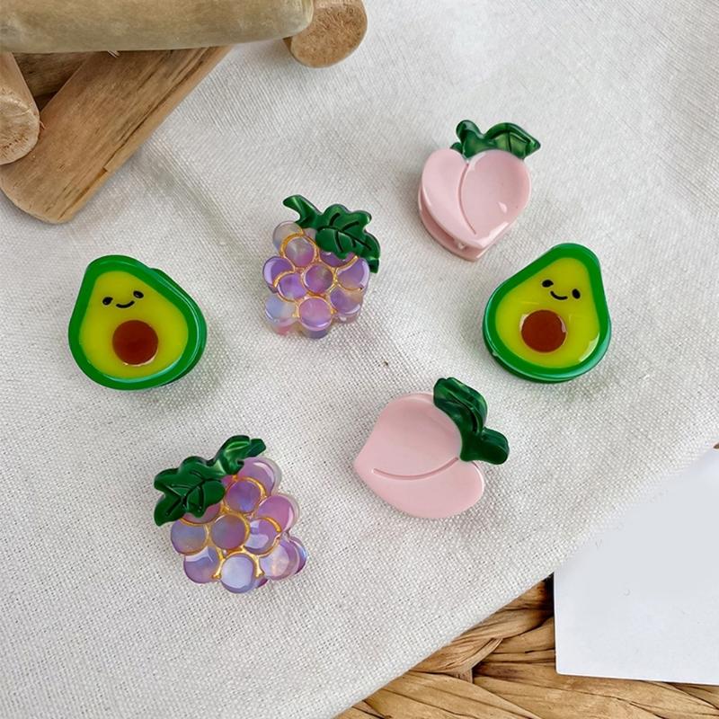 Internet Celebrity Taking Photo Side Bangs Hair Claw with Mini Fruit Shape Hair Catch for Woman Teens Braids Side Bangs