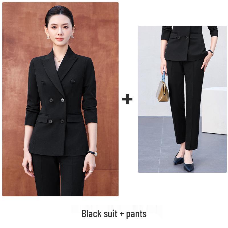 Women's High-End Double-Breasted Suit Set: New Spring/Autumn Style, Perfect for Professional and Formal Look