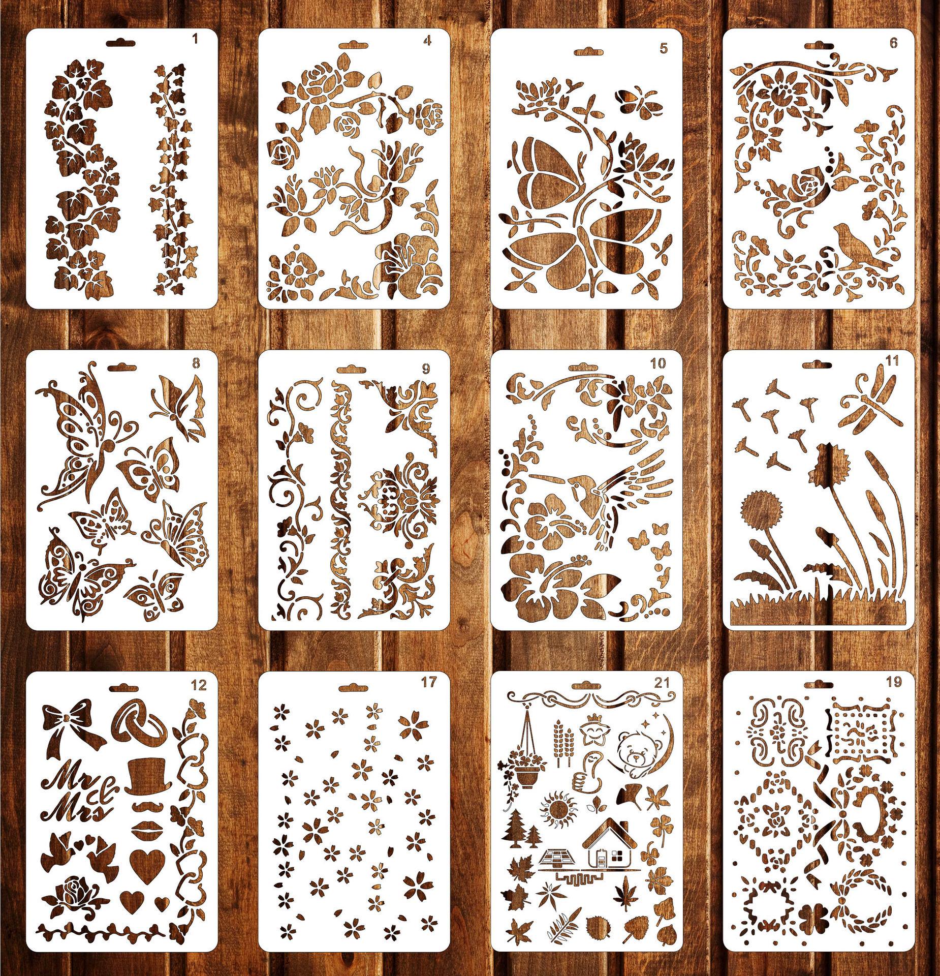 

Floral & Avian Themed PET Stencil for Wall Graffiti and Painting