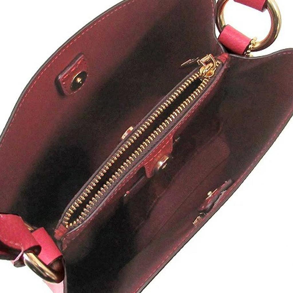 Coach Town 22 Solid Color Letter Logo Zipper Pocket Layer Polished Leather Bucket Bag Women Handbags Pink 1011-IMT9Z