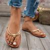 Fashion 2025 Summer Open Toe Women's Slippers Fashion Outdoor New Narrow Band Plus Size Soft Bottom Best Seller Flat Slippers Zapatos