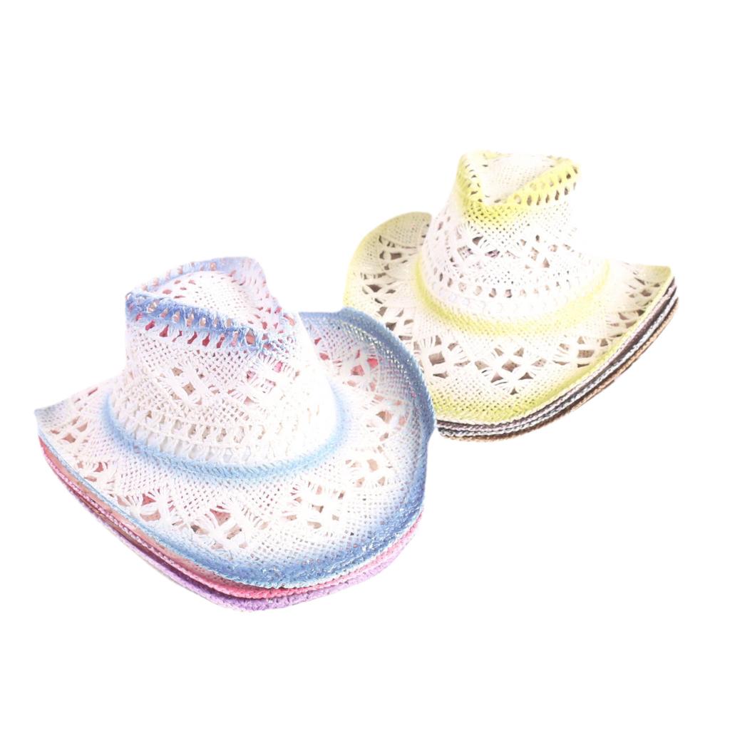 Popular European and American Fashion Hollow Woven Hat Straw Hat Men's and Women's Classic Outdoor Western Denim Straw Hat