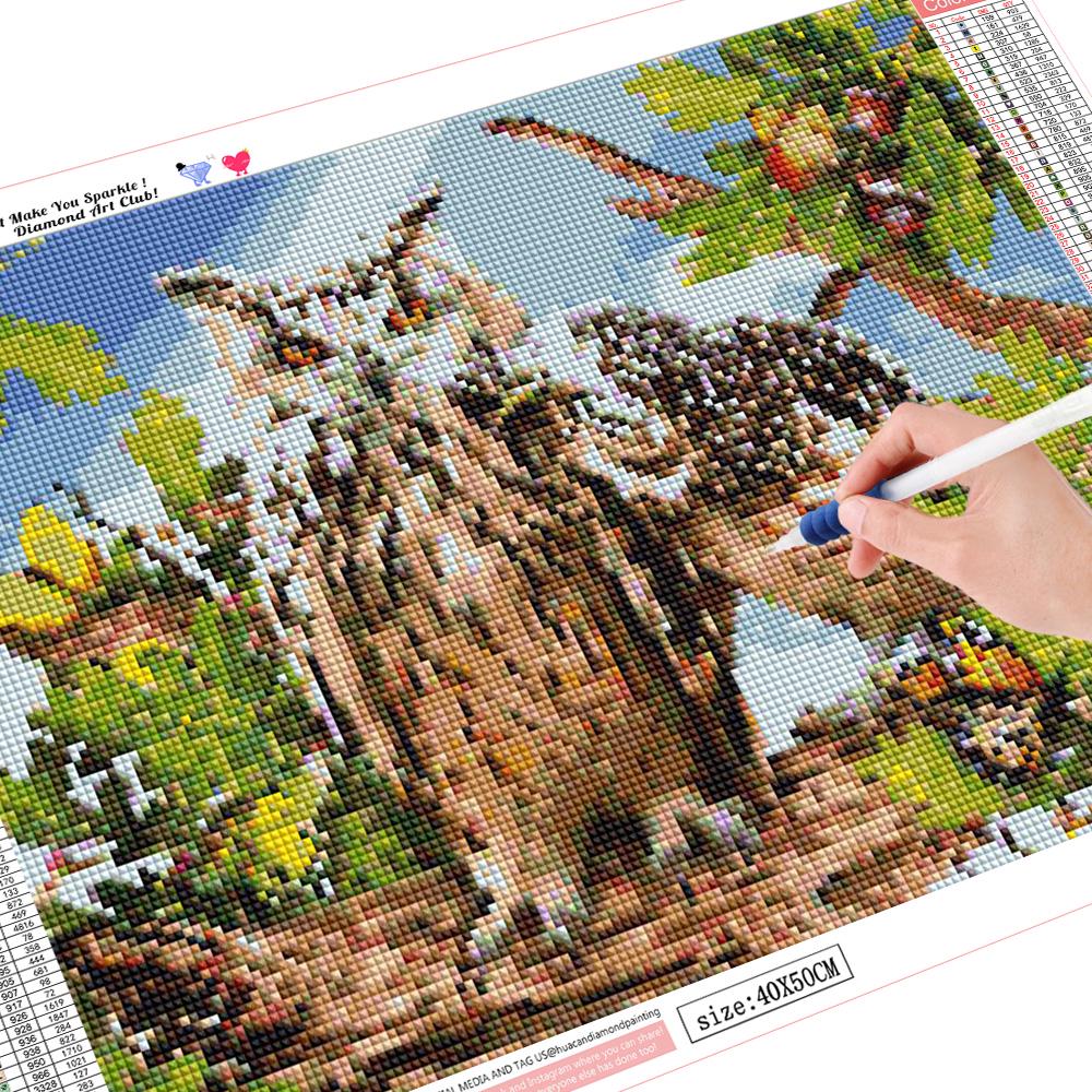 

DIY 5D Алмазная картина Сова Животное Полная круглая Алмазная вышивка Вышивка 5D Горный хрусталь 15*20 cm