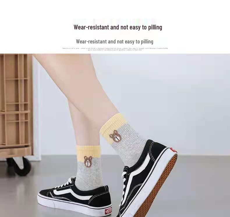 Langsha Women's Cotton Mid-Calf Socks - Autumn/Winter Breathable Odor-Resistant Chinese Style for All Seasons