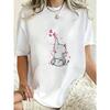 Oversized T Shirt Black Cute Elephant With Hearts And R I P Text Casual Streetwear For Women