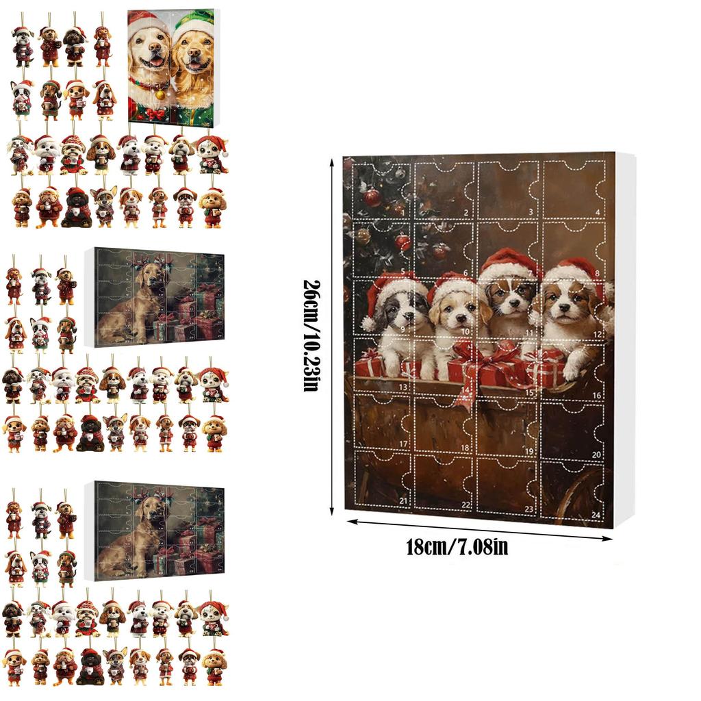 Christmas Pet Dog Advent Calendar Acrylic Hanging Ornaments For Holiday Decor And Gifts