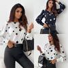 2024 Women's Autumn Polka Dot Long Sleeve Round Neck Blouse