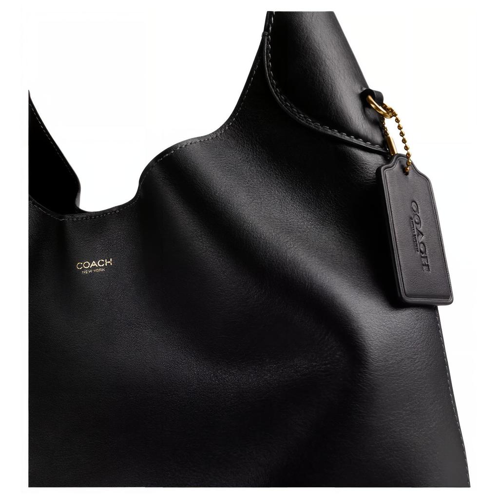 Coach Brooklyn 34 Gold Letter Embossed Underarm Bag Pebbled Leather Shoulder Bag Large Women bags Black CCU00-B4BK