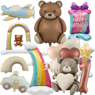 Mattes Ballon-Set Teddybär Süßigkeiten Zahlen 0-9 Kindergeburtstag Party Hochzeitstag Szene Dekoration Aluminiumfolie Ballons