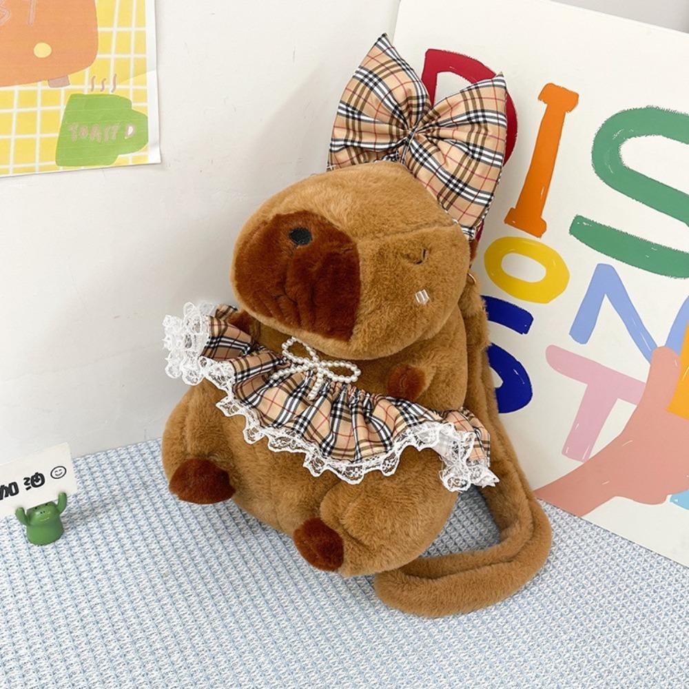 Shoulder Bag Capybara Plush Backpack PP Cotton Stuffed Capybara Knapsack  Kid Girl Boy