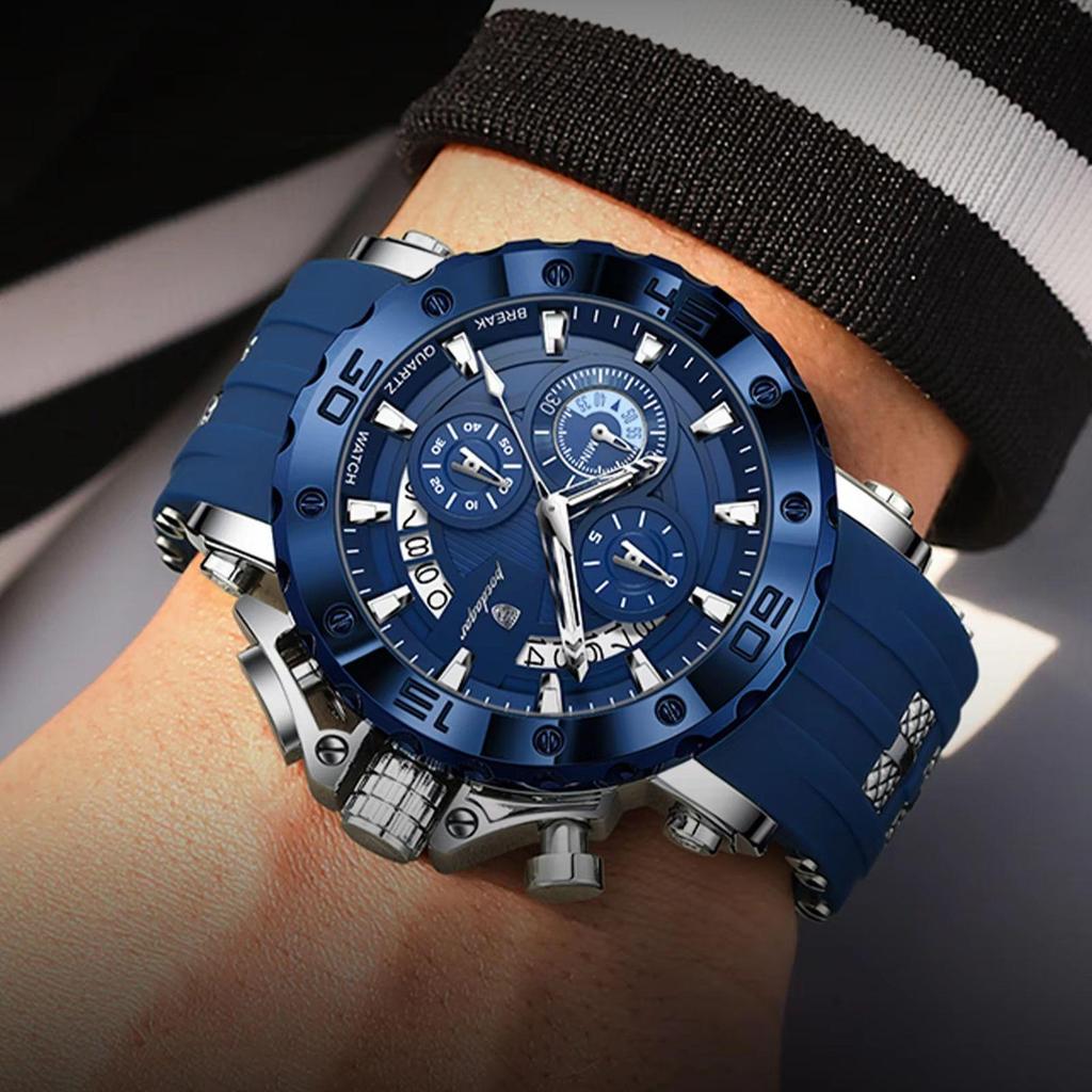 POEDAGAR Luxury Military Men Clock Luminous Waterproof Chronograph Date Men's Watch Silicone Quartz Sports Watches